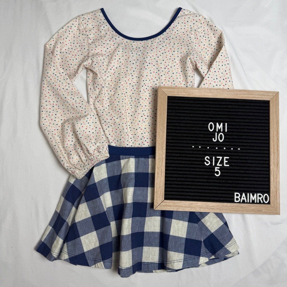 Omi Jo 2-piece Set with Polkadot Bodysuit and Gingham Skirt size 5